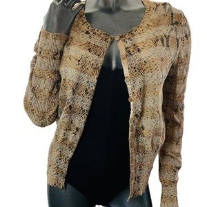 Express stretch printed sparkle cardigan sweater